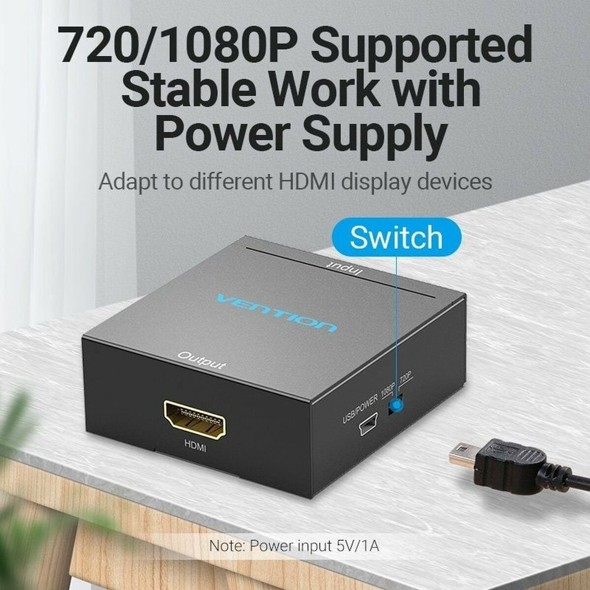 RCA til HDMI-adapter Vention AEFB0 Sort